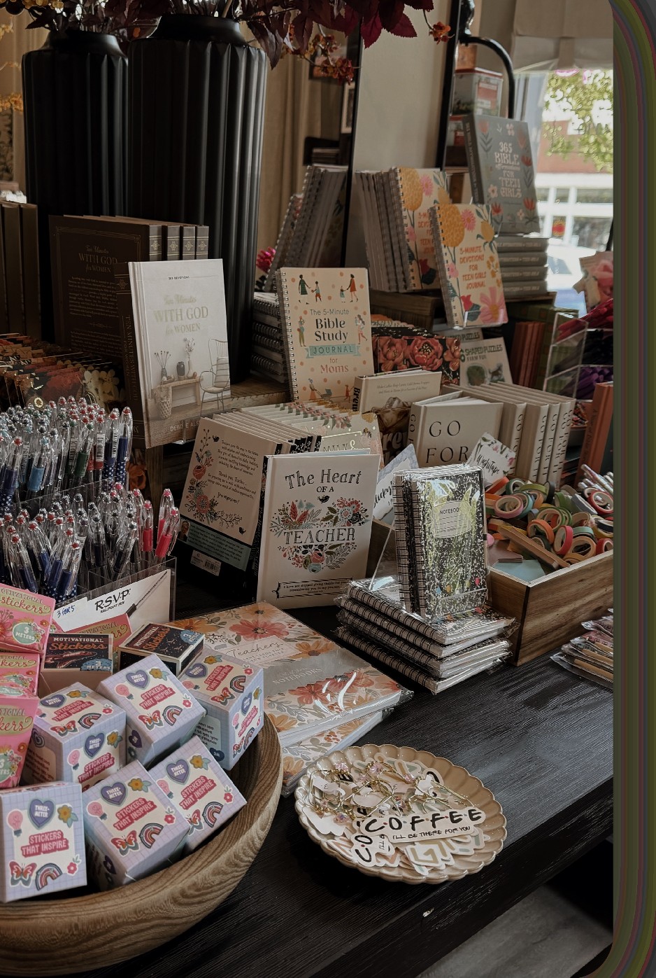 Bibles and Christian goods inside the café